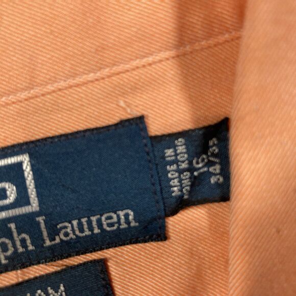 Polo Ralph Lauren Peach Dress Shirt (Men’s Sz 16, 34/35) Curham Collection • EUC - Picture 3 of 6